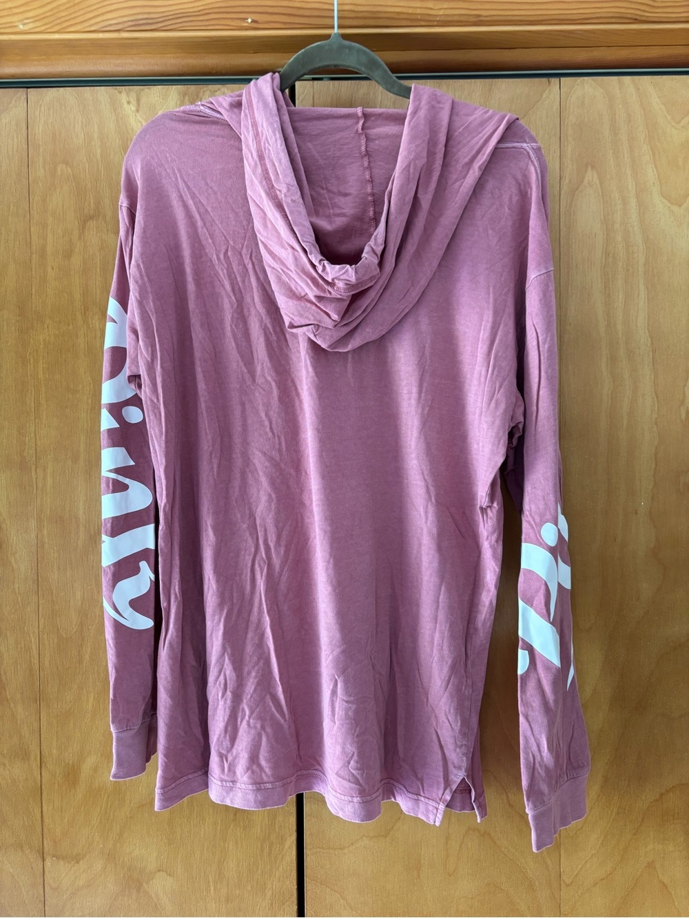 PINK Victoria's Secret Long Sleeve Hoodie Tee in Dusty Rose - Picture 3 of 5
